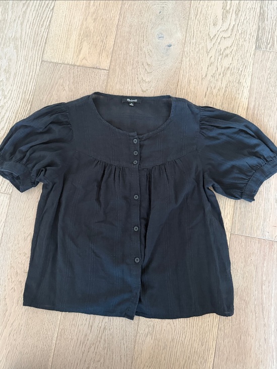 Madewell Tops - Madewell Black Puff-Sleeve Button-Front Blouse